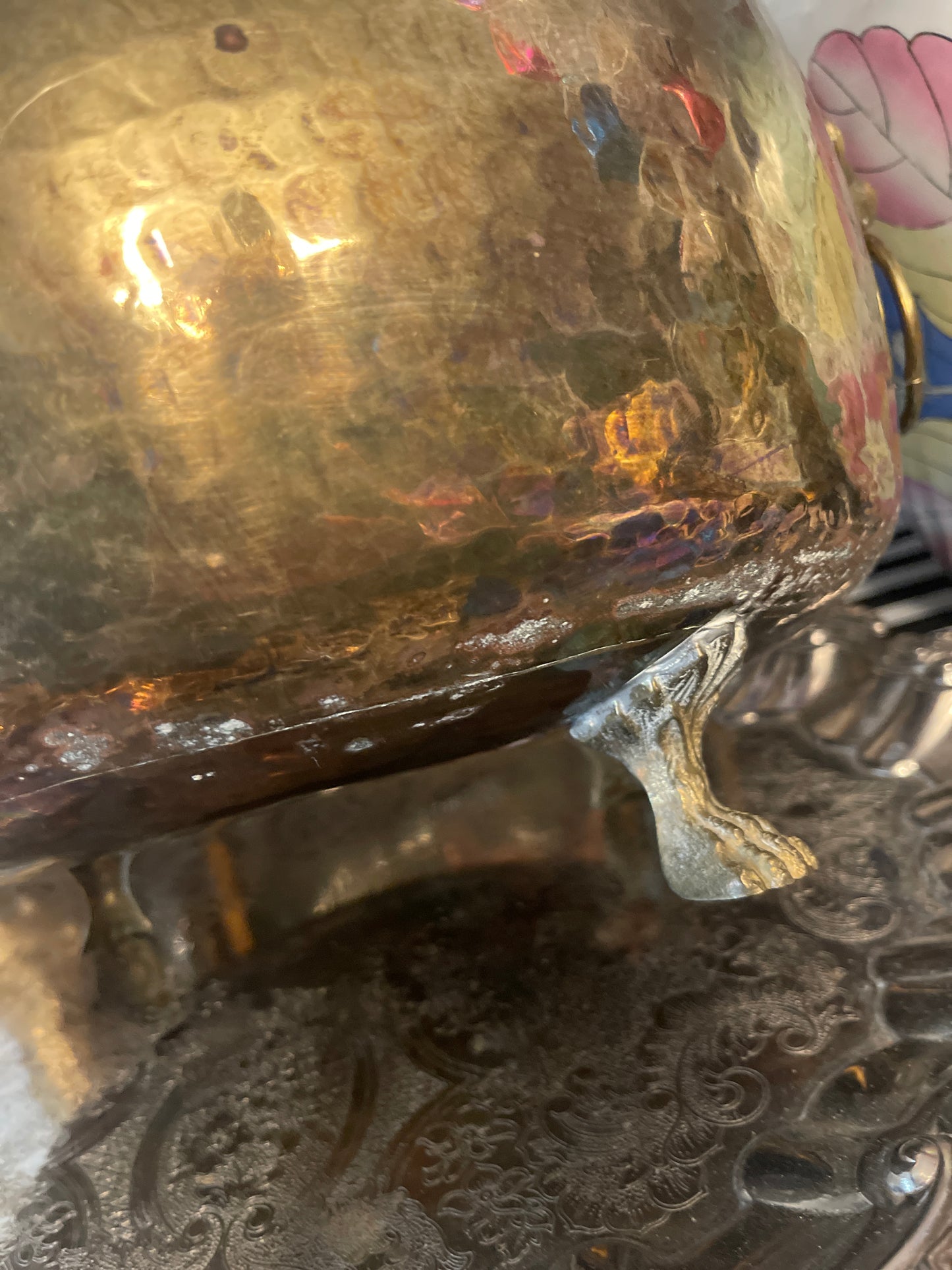 Brass Empire Vessel with Lions Heads and Paw Feet