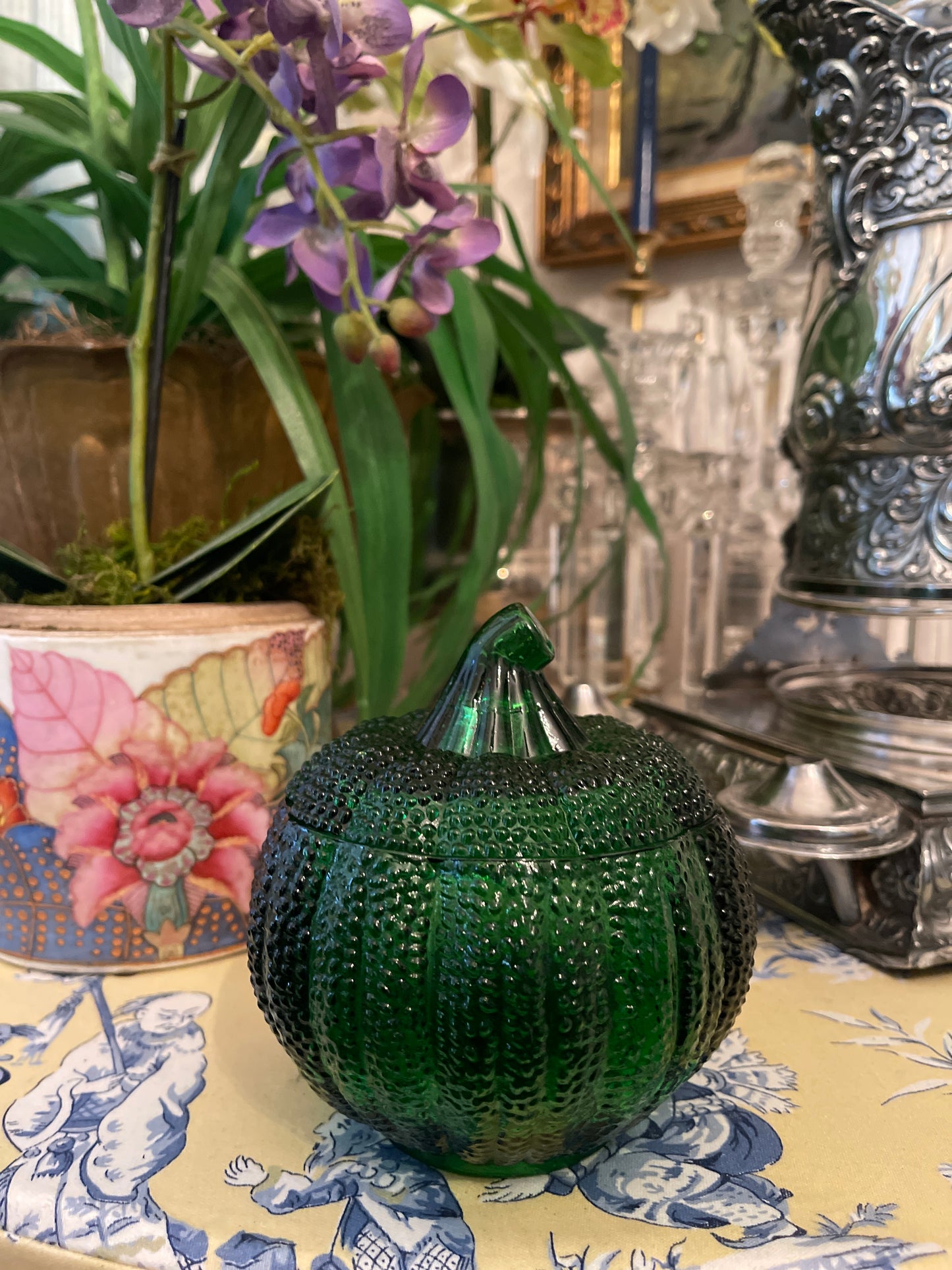 Green Pumpkin Lidded Dish