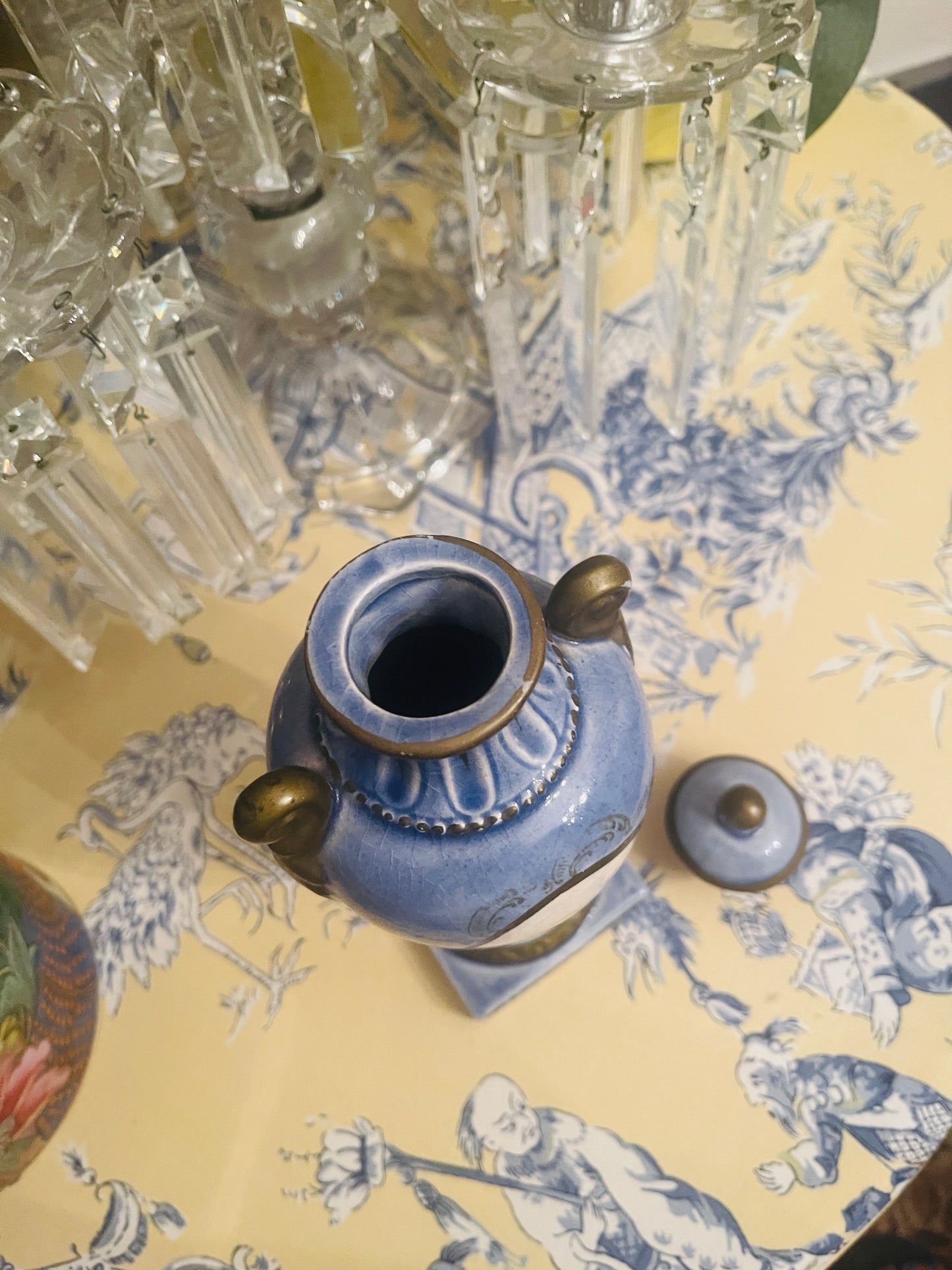 Vintage Hand Painted Lidded Urn, Rococo Style Courtship Urn, FANTASTIC!