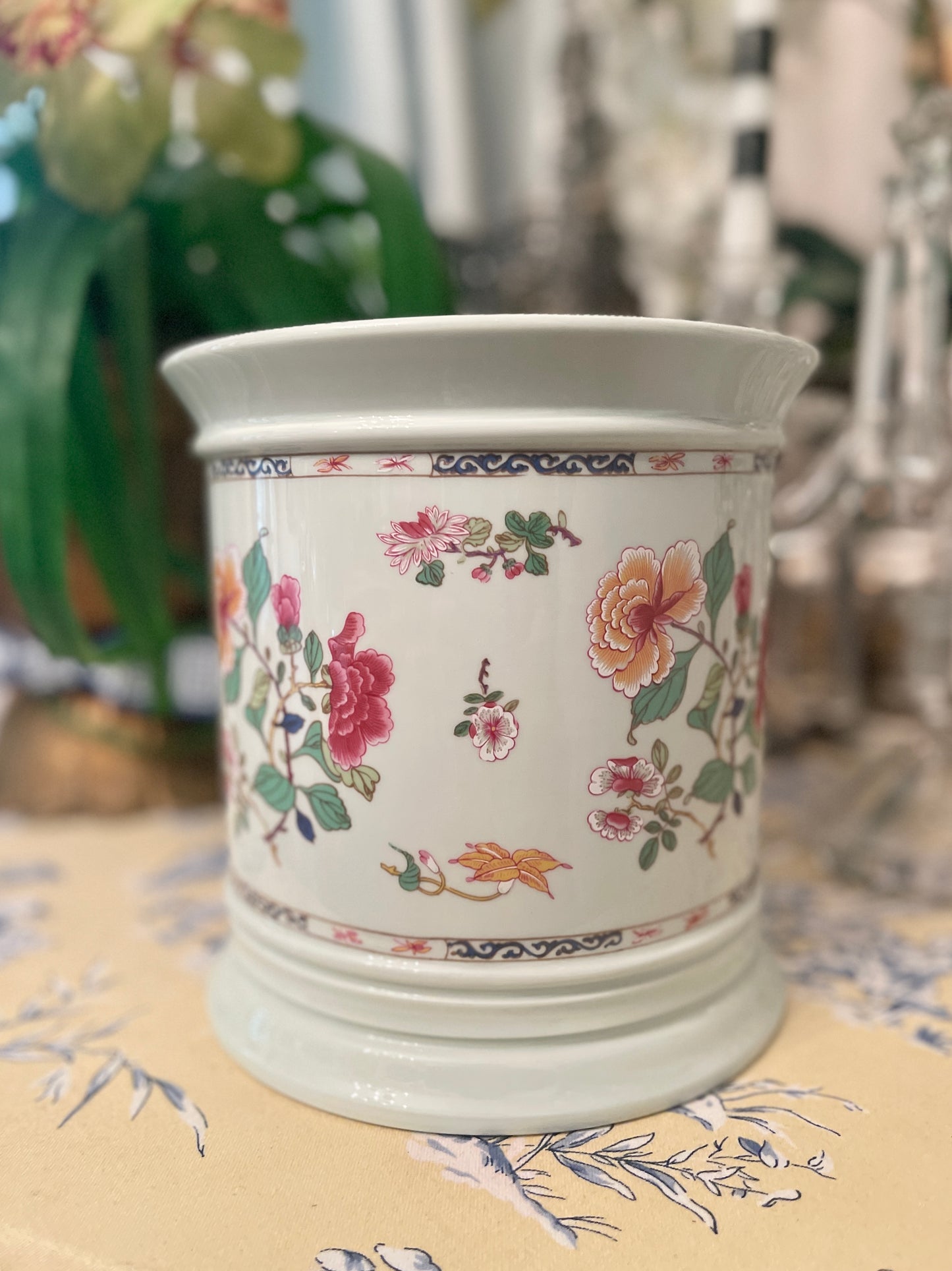Large Raynaud Limoges Cachepot, Vibrant Florals, Made in France