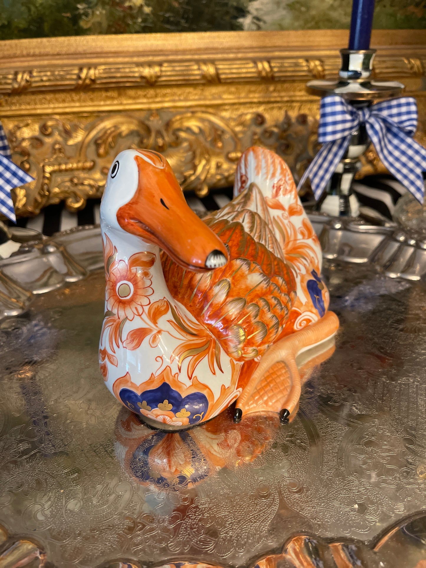 Vintage Chinoiserie Imari Style Duck, Made in Italy for Paul Hanson
