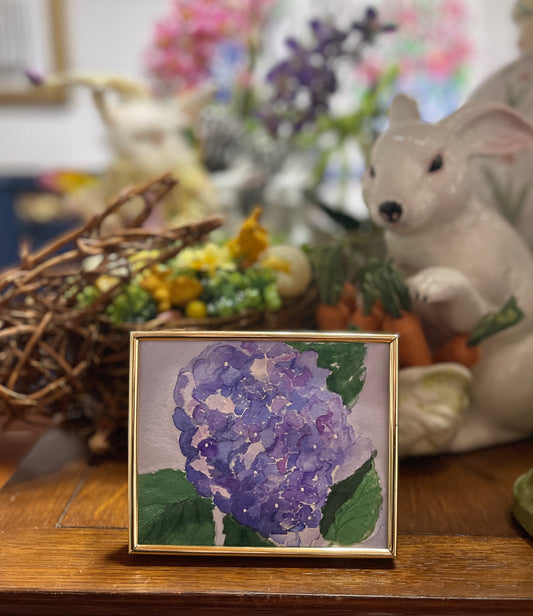 Hydrangea Water Color in Vintage Frame