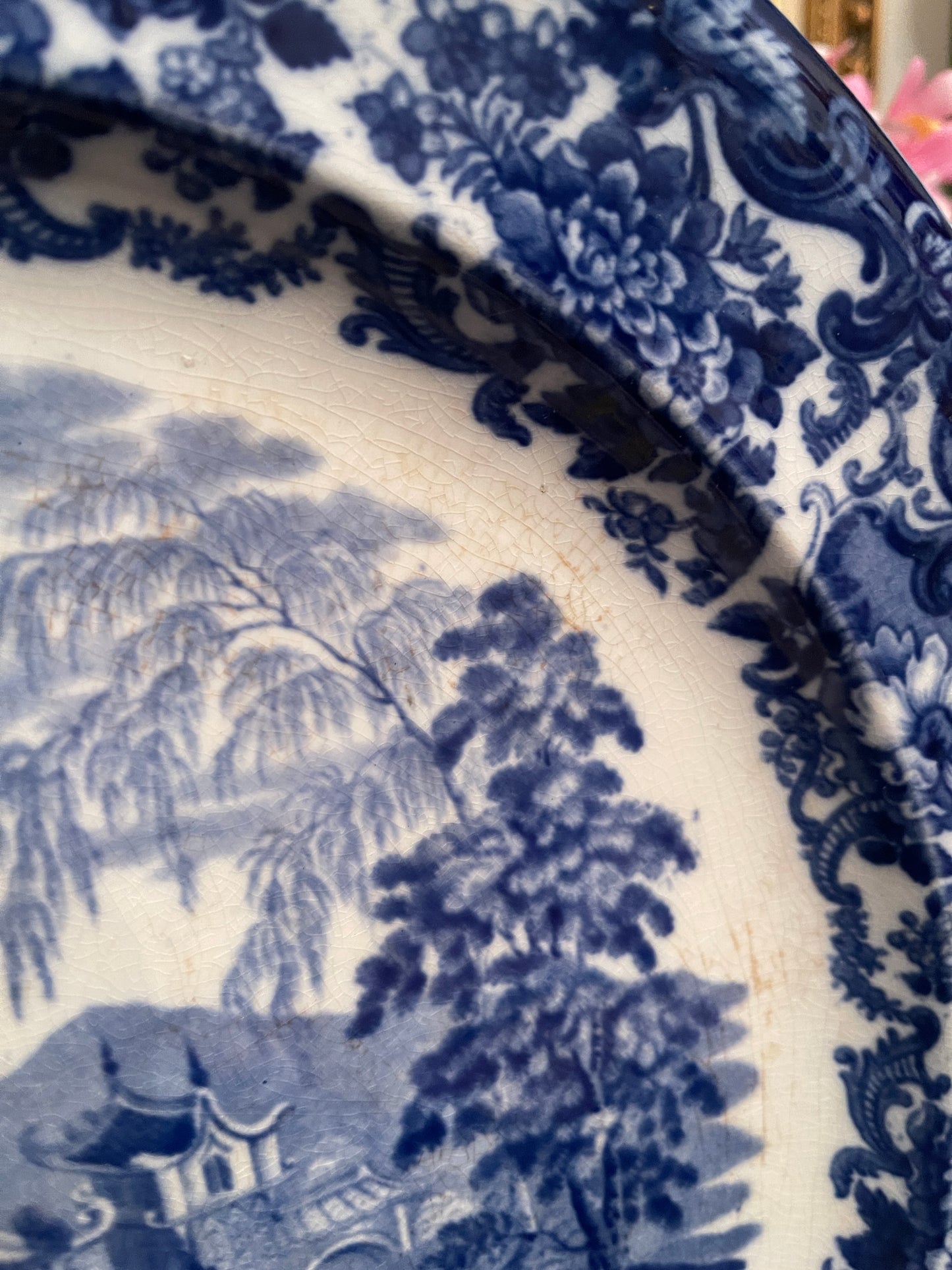 Large Antique Chinoiserie Wedgwood Platter, Blue and White