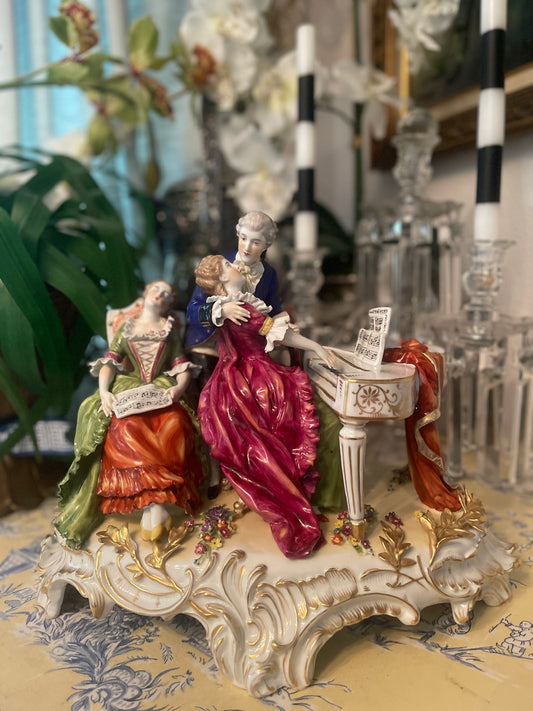 “A Melody for the Heart” – Romantic 19th Century Von Schierholz German Porcelain Rococo Figurine | Courtly Love and Music
