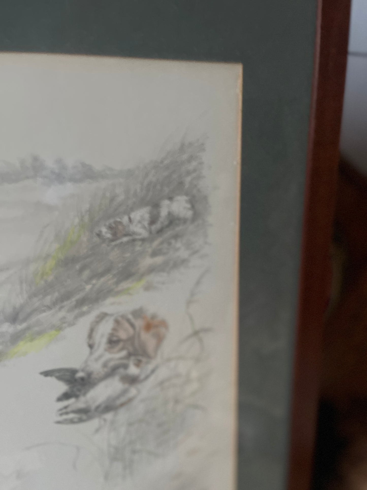 Lovely Léon Danchin (1887-1938) "Irish Setters Hunting" Etching, Hand Colored and Signed