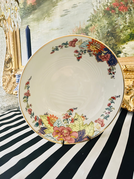 Imperial Leaf Tobacco Leaf Serving Bowl, 9” with Gold Rim