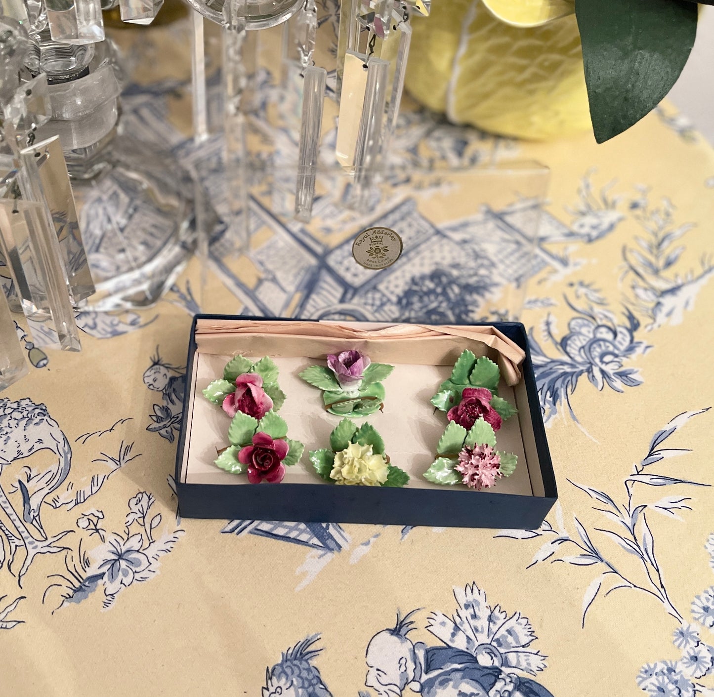 Royal Adderley Bone China Floral Place Card Holders, Vintage, Made in England