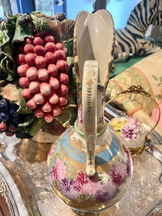 Lovely Hand Painted Claret Jug, Vintage Nippon