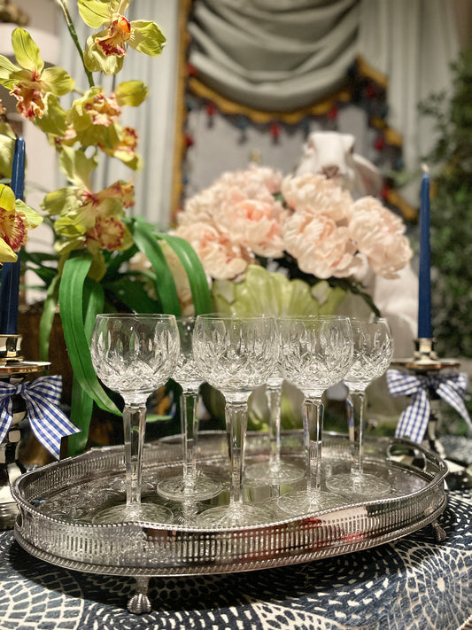 Vintage Waterford Clear Lismore Hock Wine Glasses, Sold in Pairs