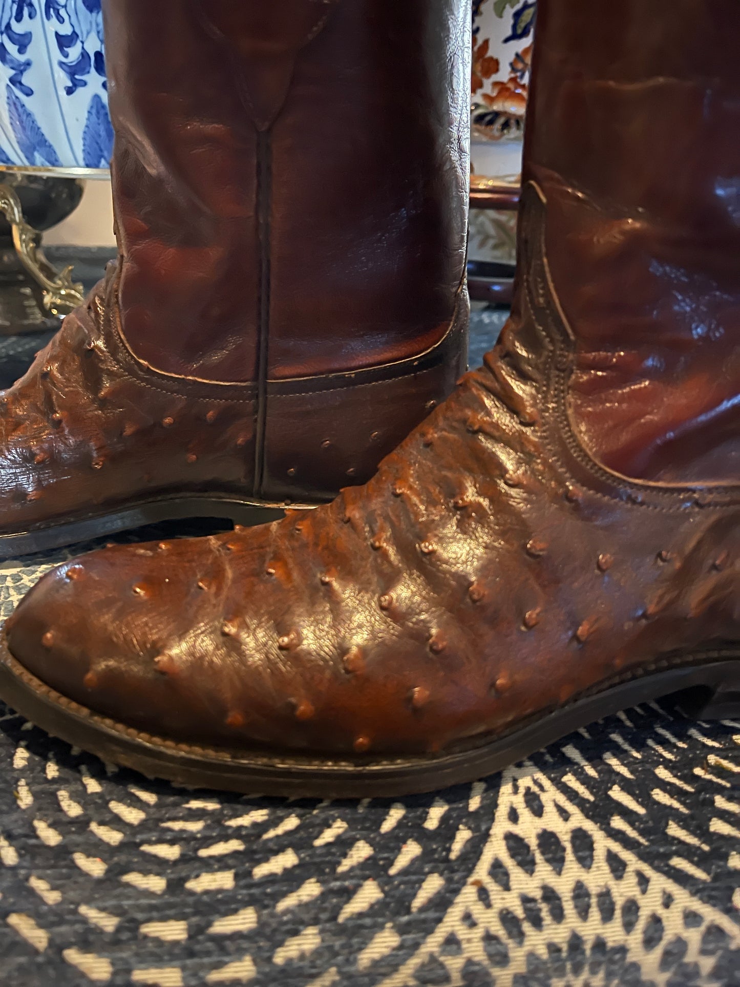 Vintage Lucchese Full Quil Ostrich Roper, Men’s size 9D