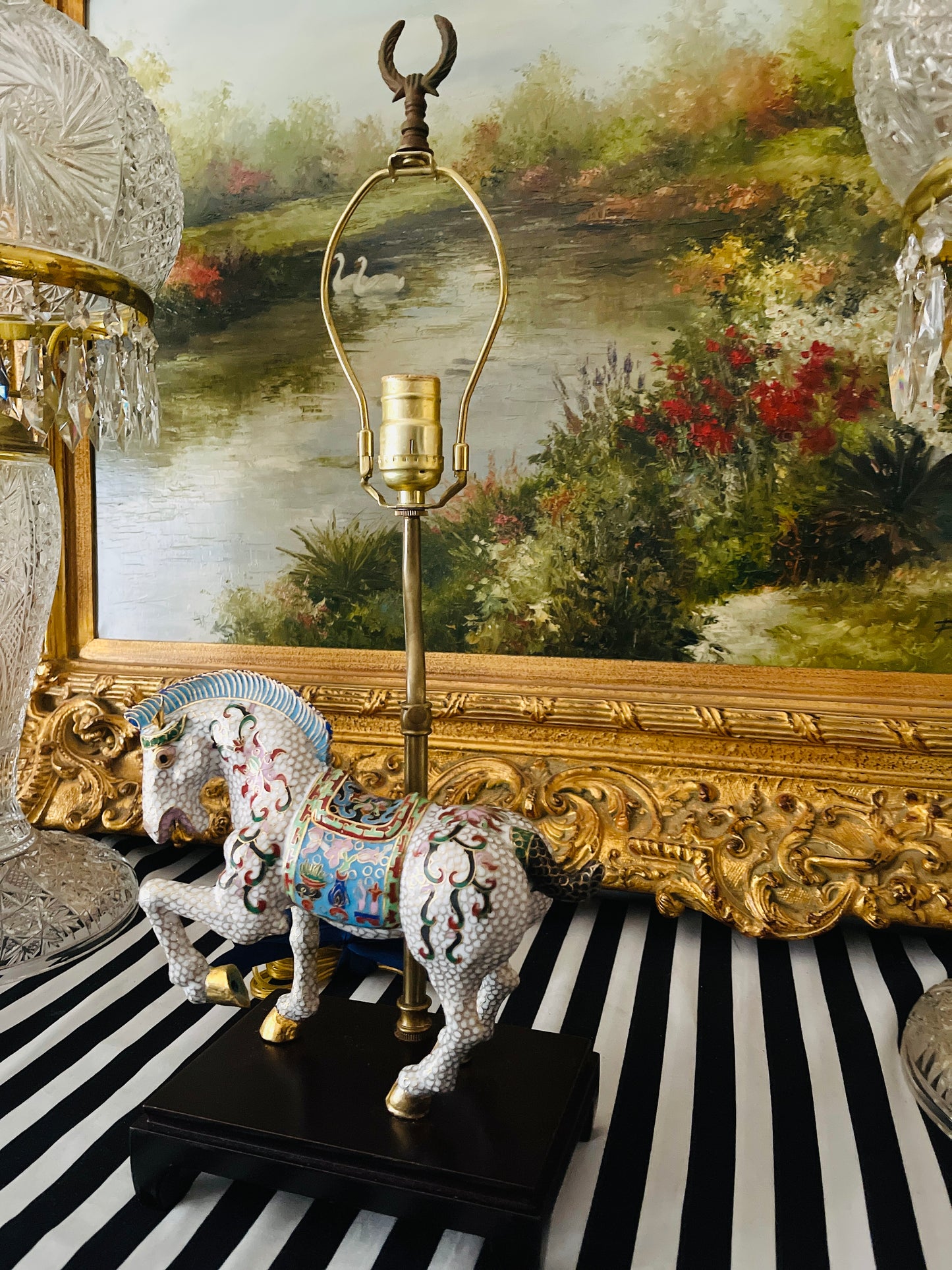 Cloisonné Horse Table Lamp