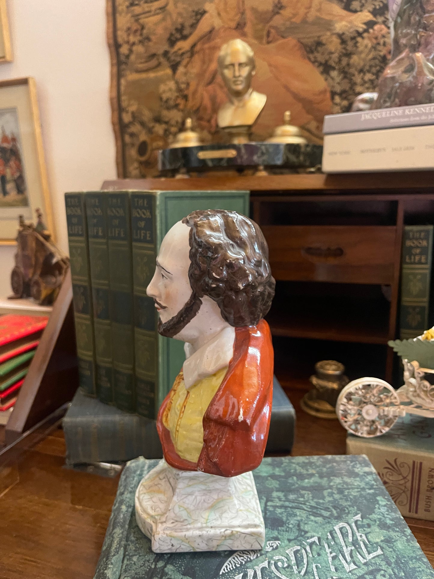Antique Staffordshire Bust of Shakespeare – “Shakespere” Spelling – 19th Century English Figurine