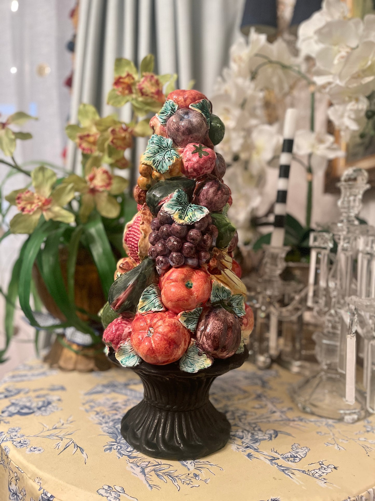 Italian Topiary, Large Vintage Fruit Topiary with Pomegranates, Made in Italy