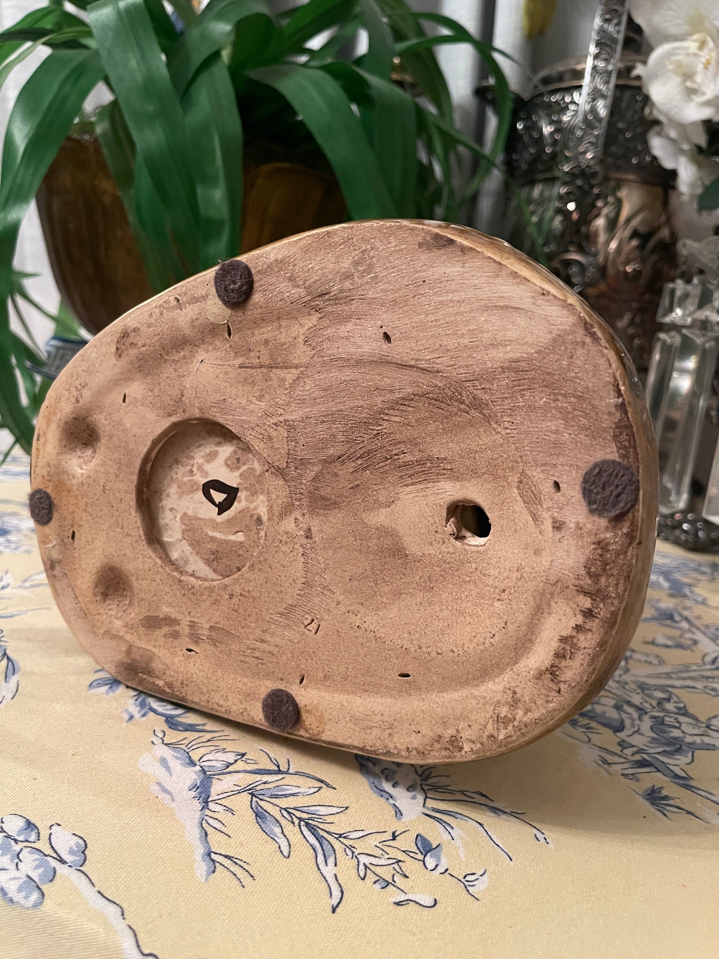 Vintage Whippet Statue with Tasseled Collar, Majolica Style, Hand Painted