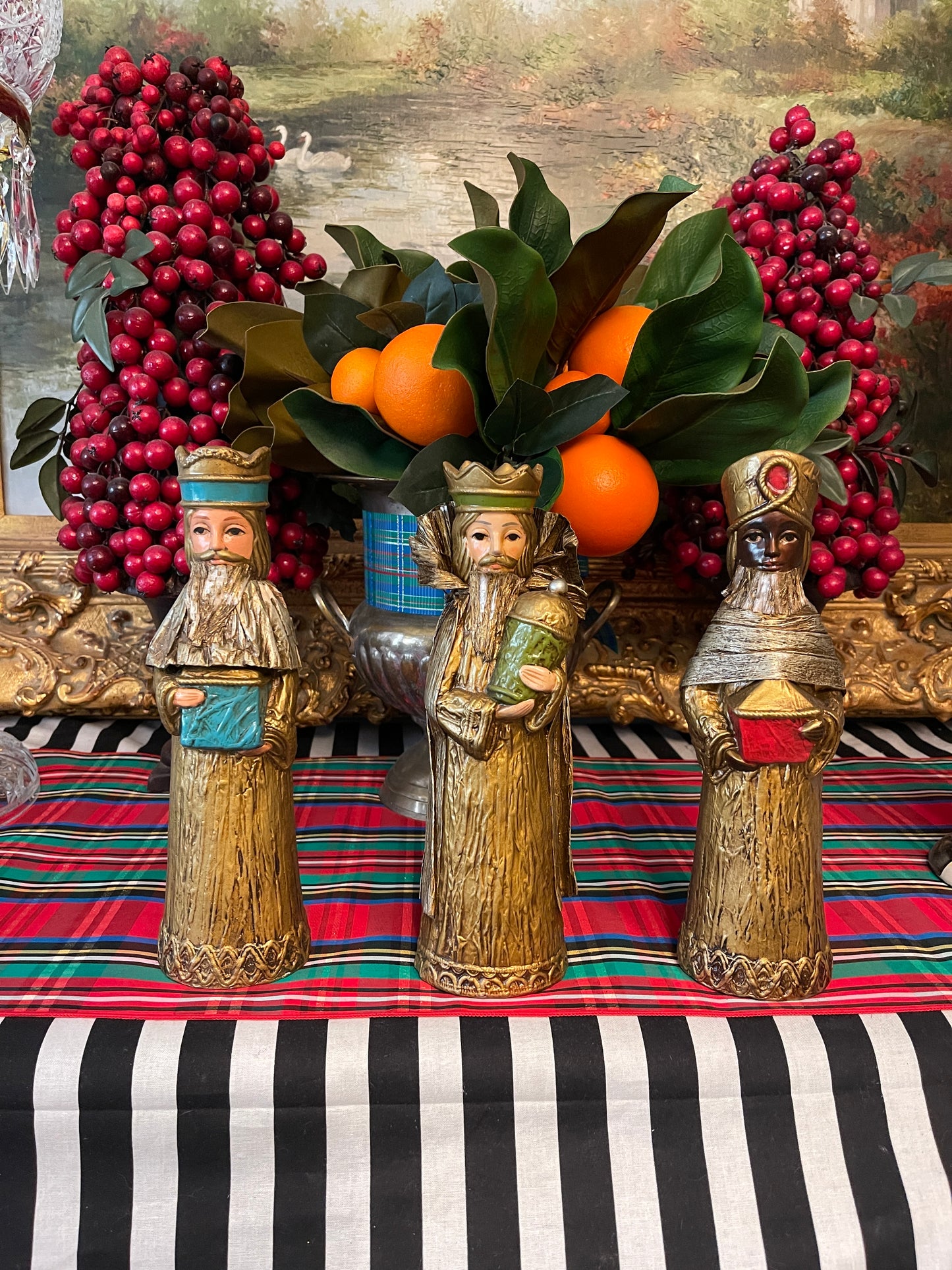 Vintage Paper Mache Three Kings/ Wise Men, Made in Japan