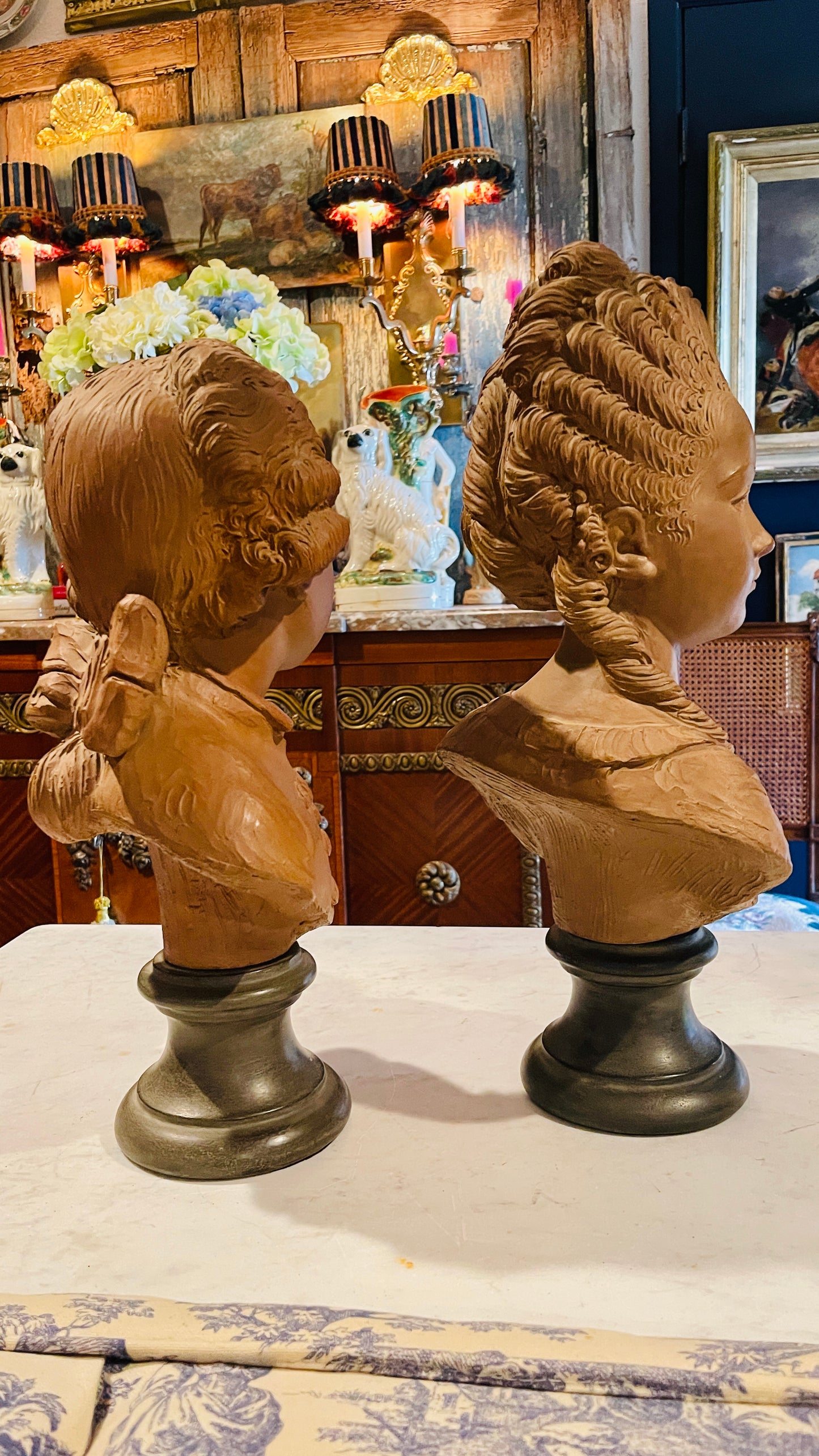 Pair of Louis XVI Style Terracotta Busts of Aristocratic Children, Estate-Sourced
