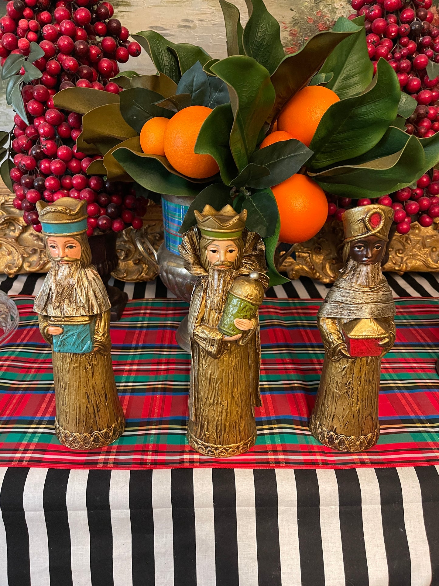 Vintage Paper Mache Three Kings/ Wise Men, Made in Japan
