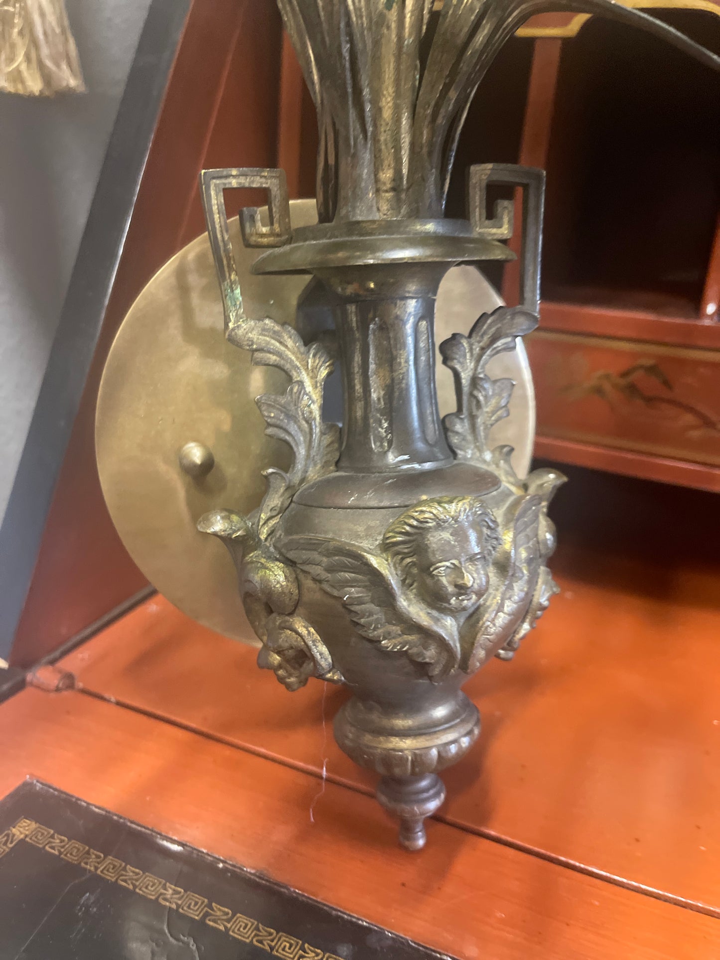 Late 19th Century French Bronze Candelabra Style Wall Sconces, Cheub Urns
