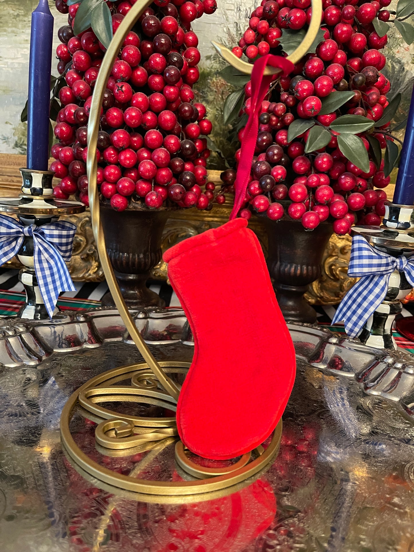 Vintage Needlepoint Snowman with Red Stocking Cap Christmas Ornament