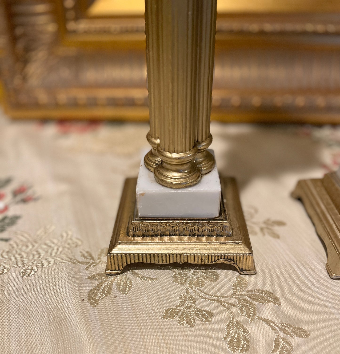 Alabaster and Gold Rococo style Candlesticks, Louis XV, Vintage