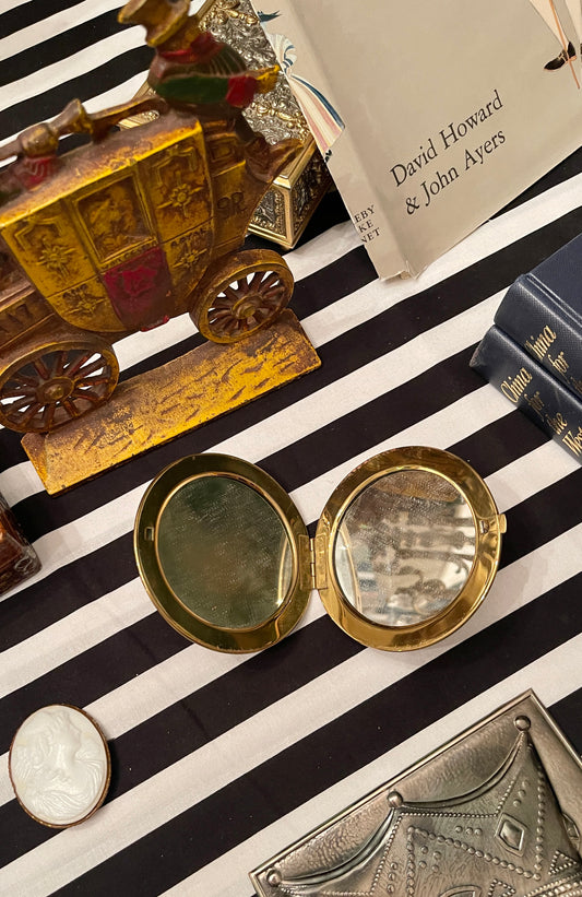 French Courting Scene Double Mirror Compact