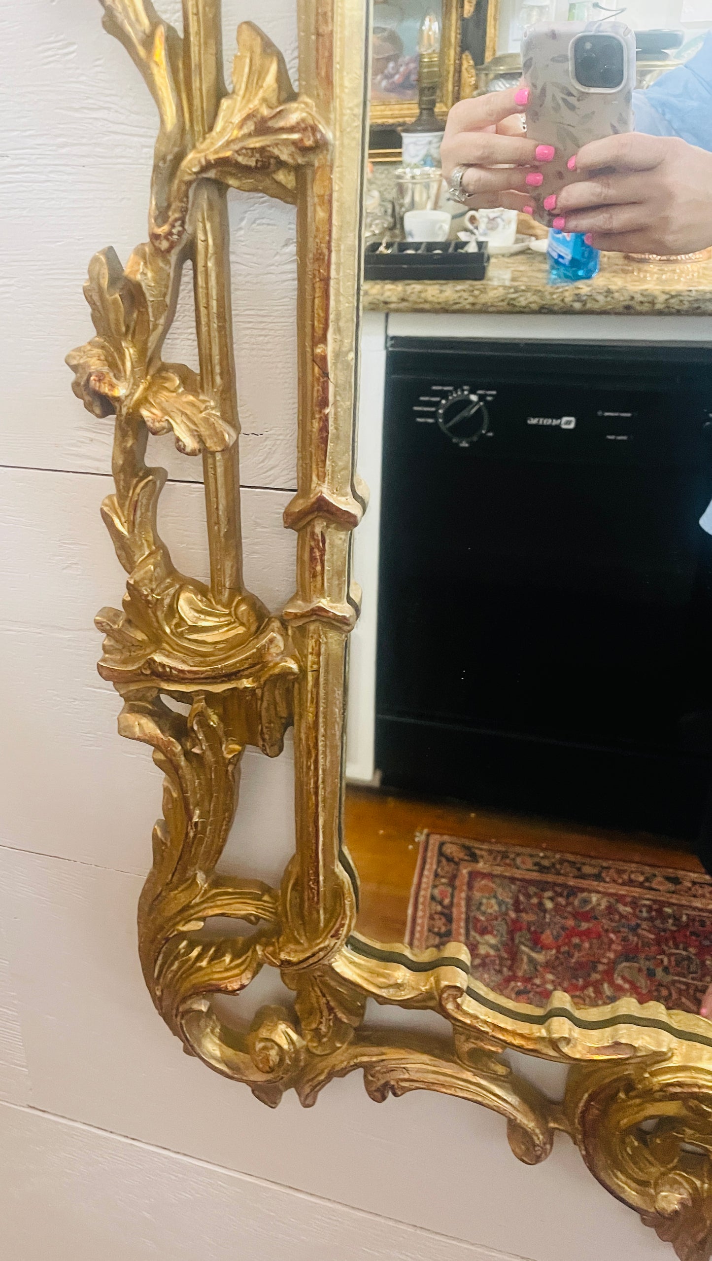 Vintage Chinese Chippendale Style Pagoda Mirror, Chinoiserie Rocoo Revival Style – Ornate Gilt Molded Frame *PICK UP ONLY*