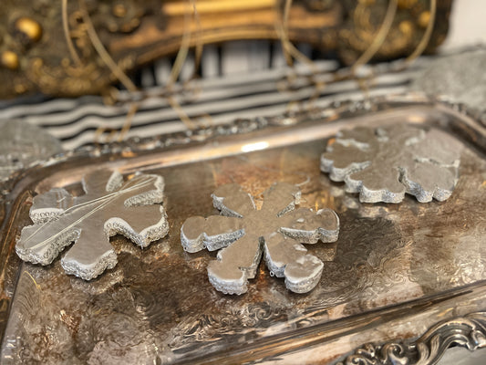 Push Pin Silver Sowflake Christmas Ornaments, Set of 3