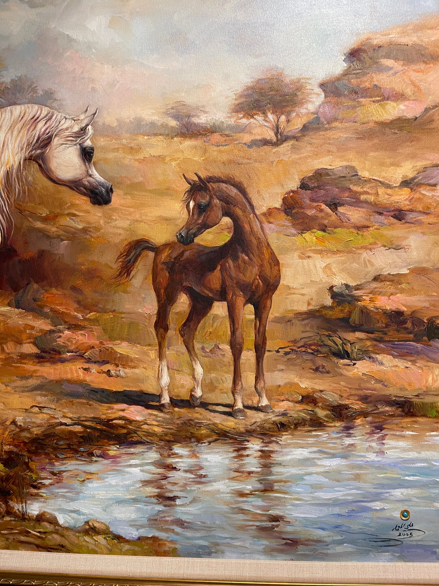 Arabian Horse Painting by Noted Artist Ali Al Mimar, Estate Art