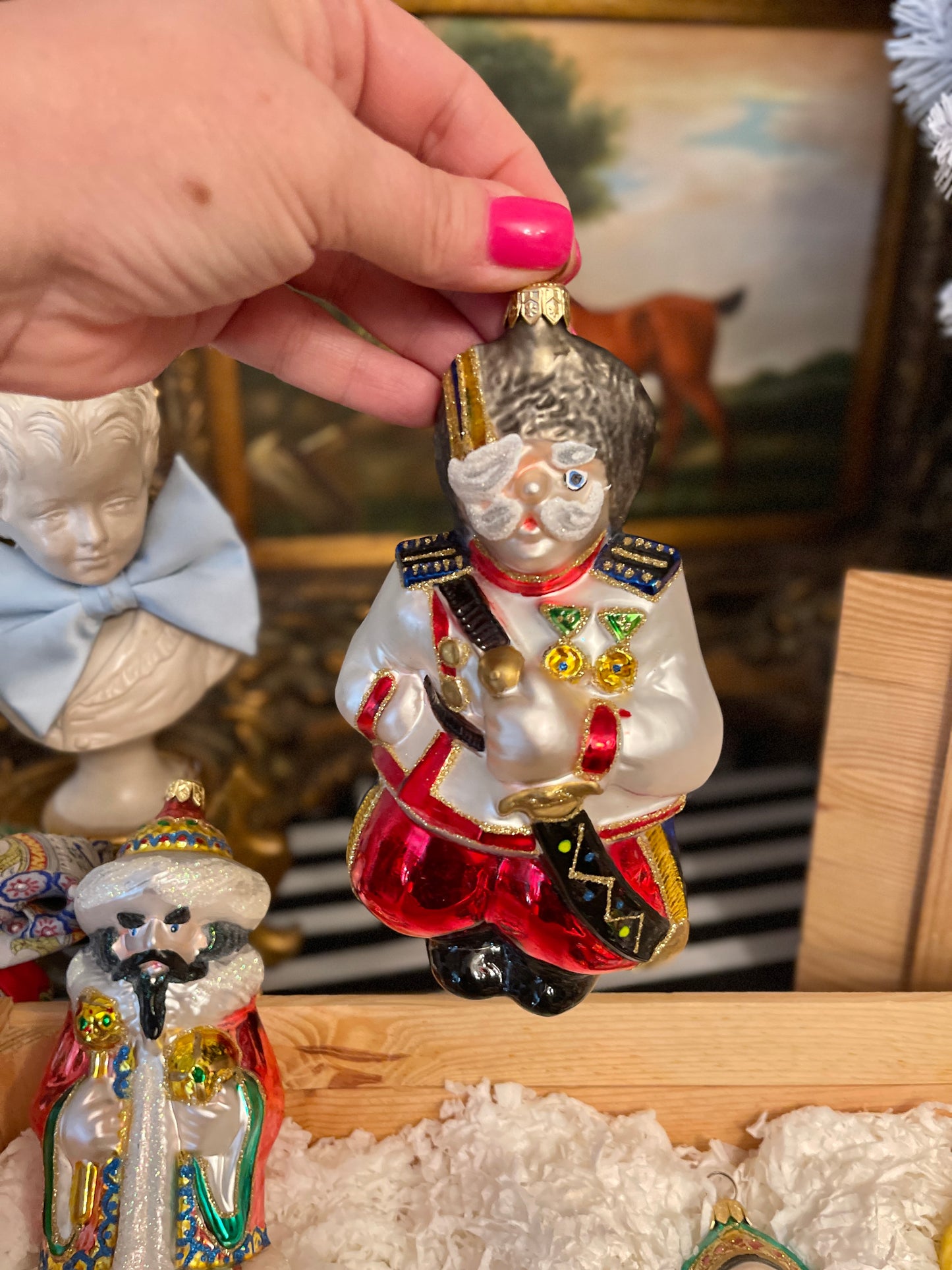 Vintage Kurt Adler Russian Collection of Polonaise Handblown Glass Ornaments in the Original Box, Made in Poland