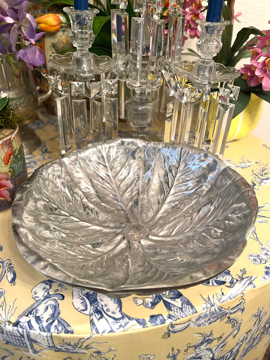 Pewter Cabbage/Lettuce Salad Bowl, Vintage