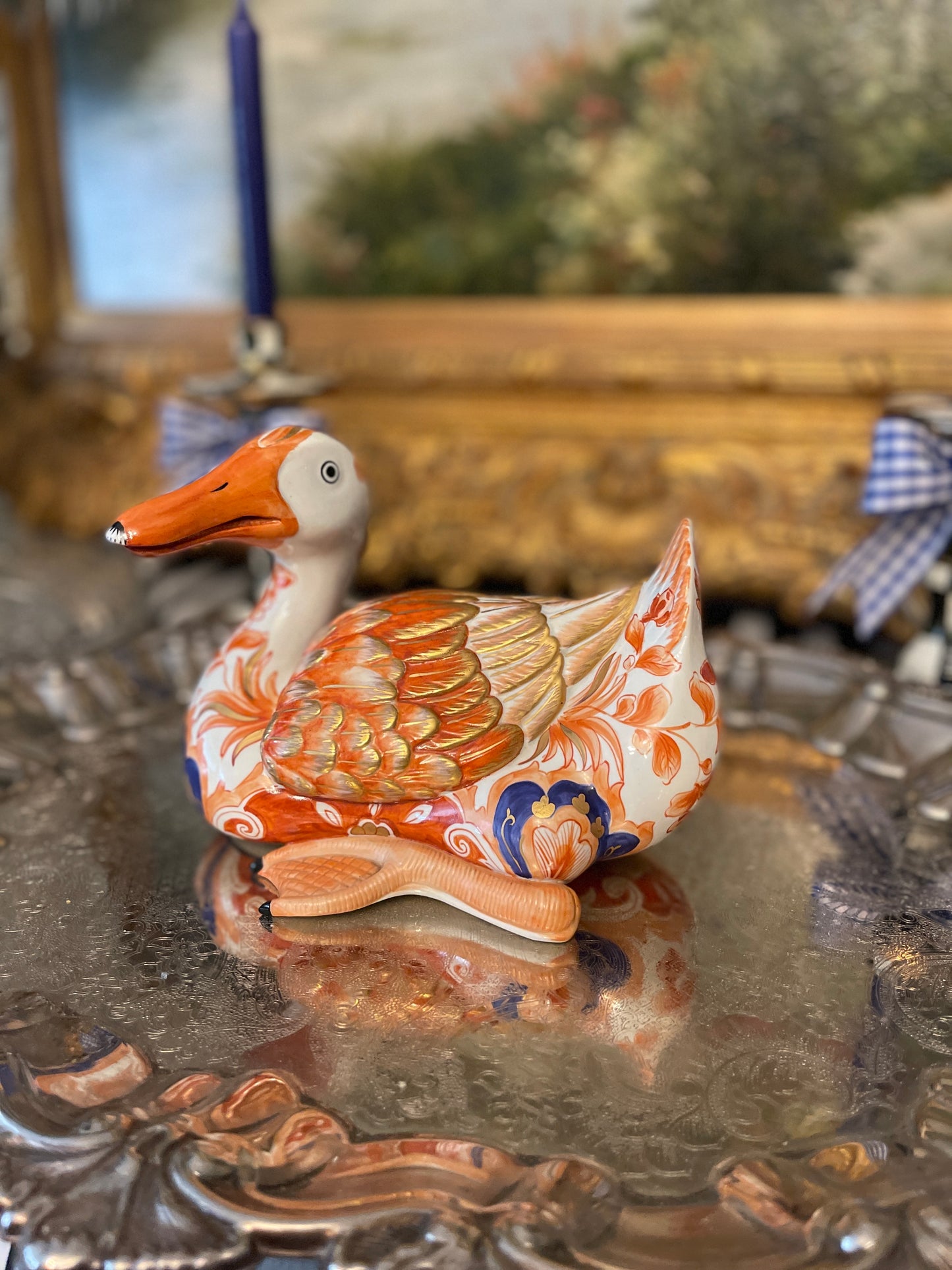 Vintage Chinoiserie Imari Style Duck, Made in Italy for Paul Hanson