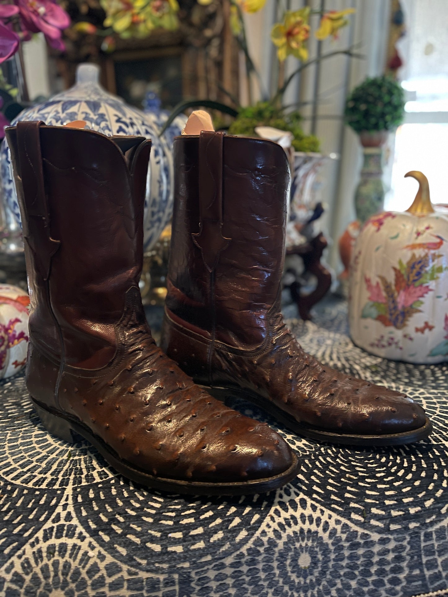 Vintage Lucchese Full Quil Ostrich Roper, Men’s size 9D