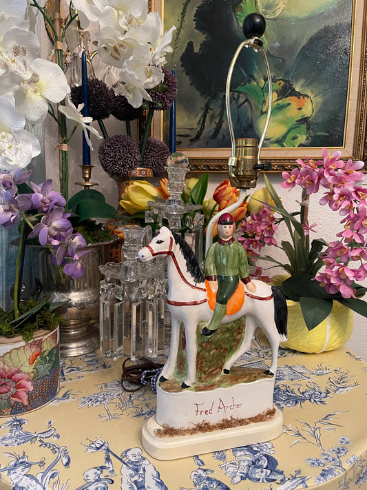 Vintage Staffordshire Fred Archer Lamp, Fantastic!