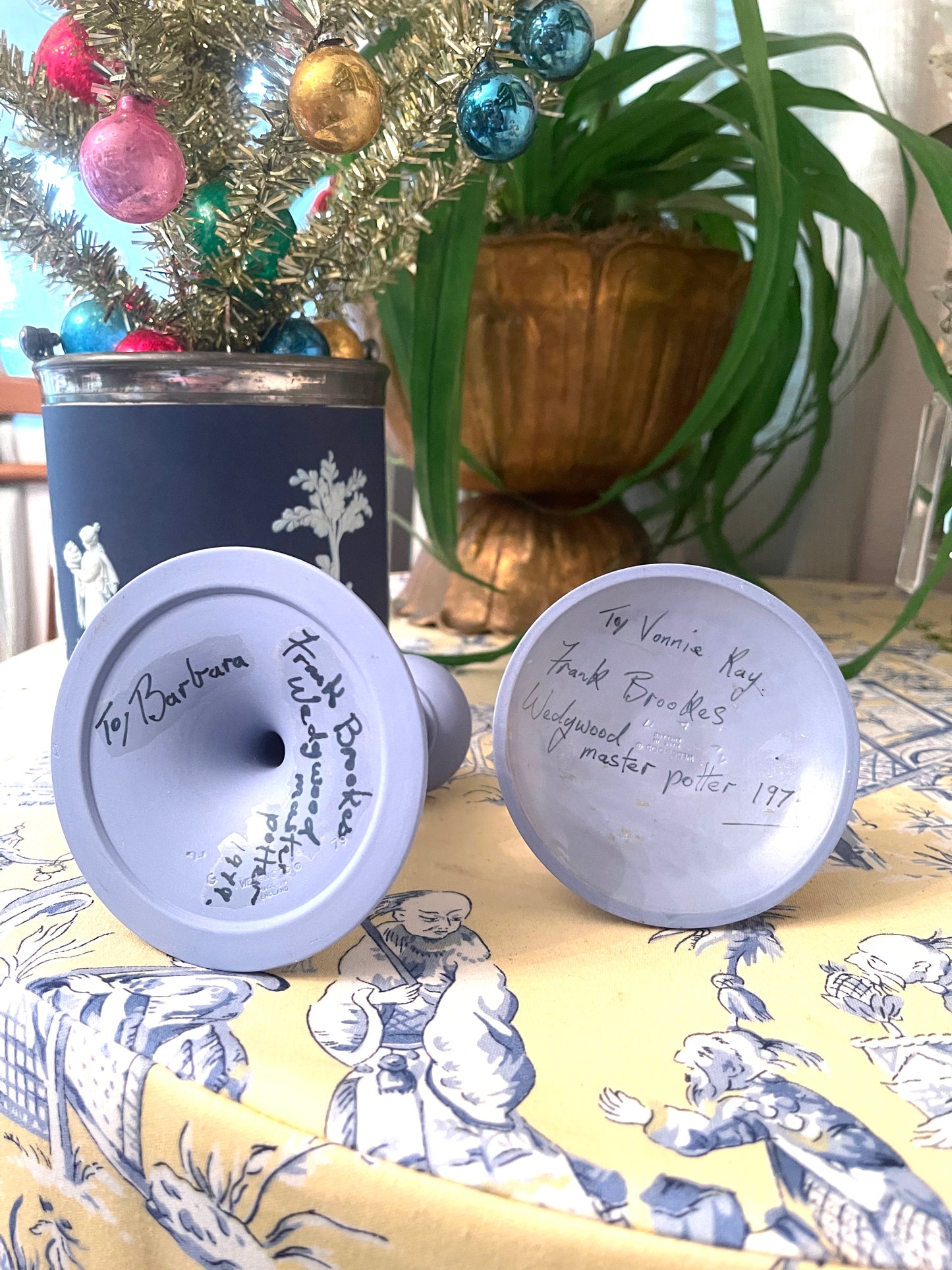 Vintage Wedgwood Candlesticks, Lavender (Blue) and White Jasperware, Signed
