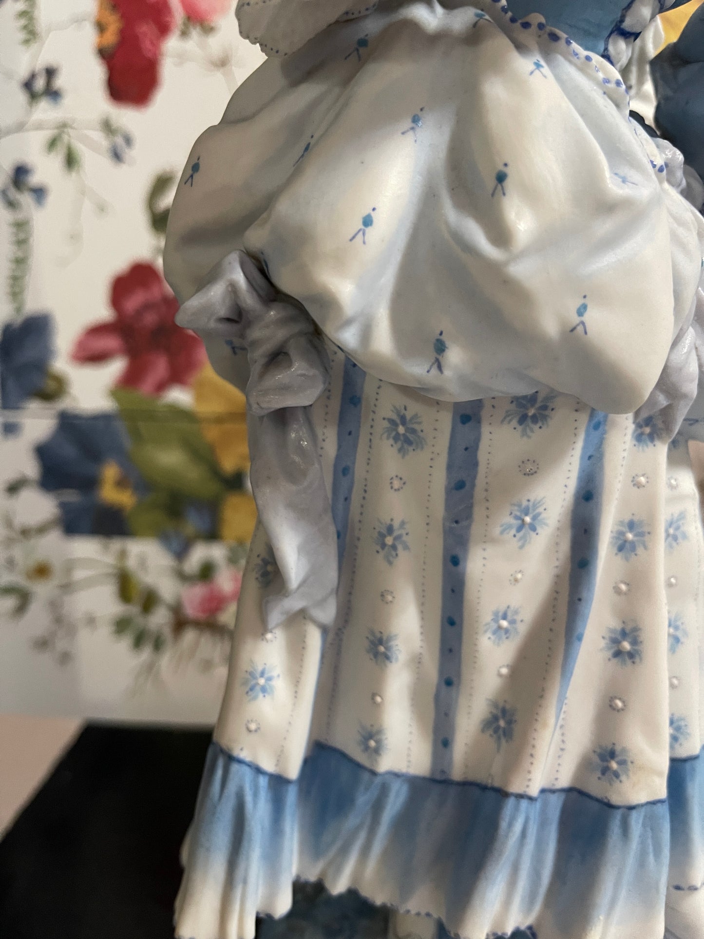 Blue and White French Figural Porcelain Statuettes, European Porcelain Bisque, Hand Painted