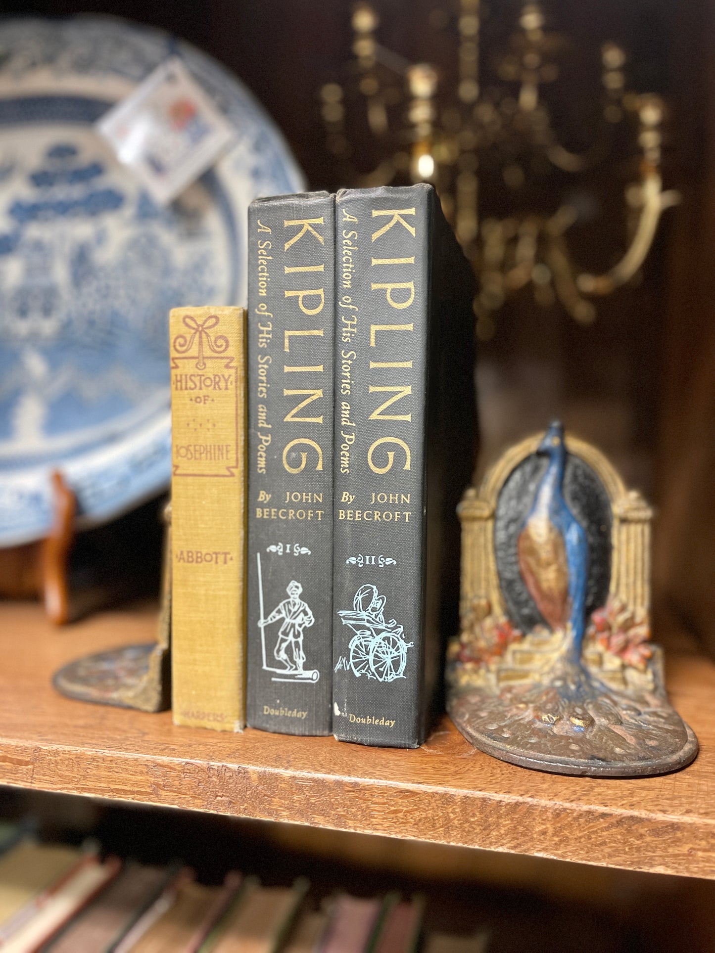 Vintage Art Nouveau Peacock Bookends, Hand Painted Cast Iron