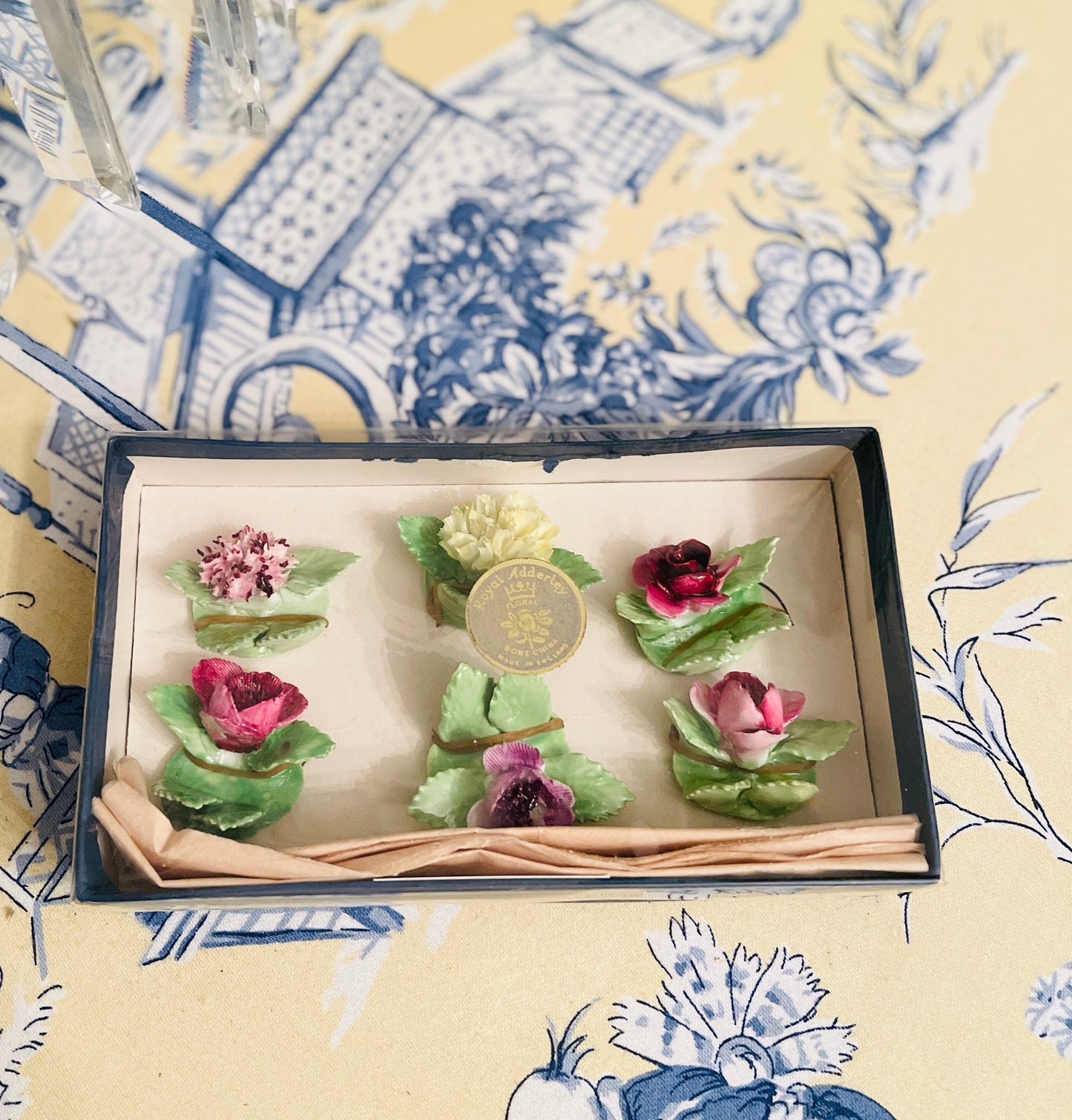Royal Adderley Bone China Floral Place Card Holders, Vintage, Made in England