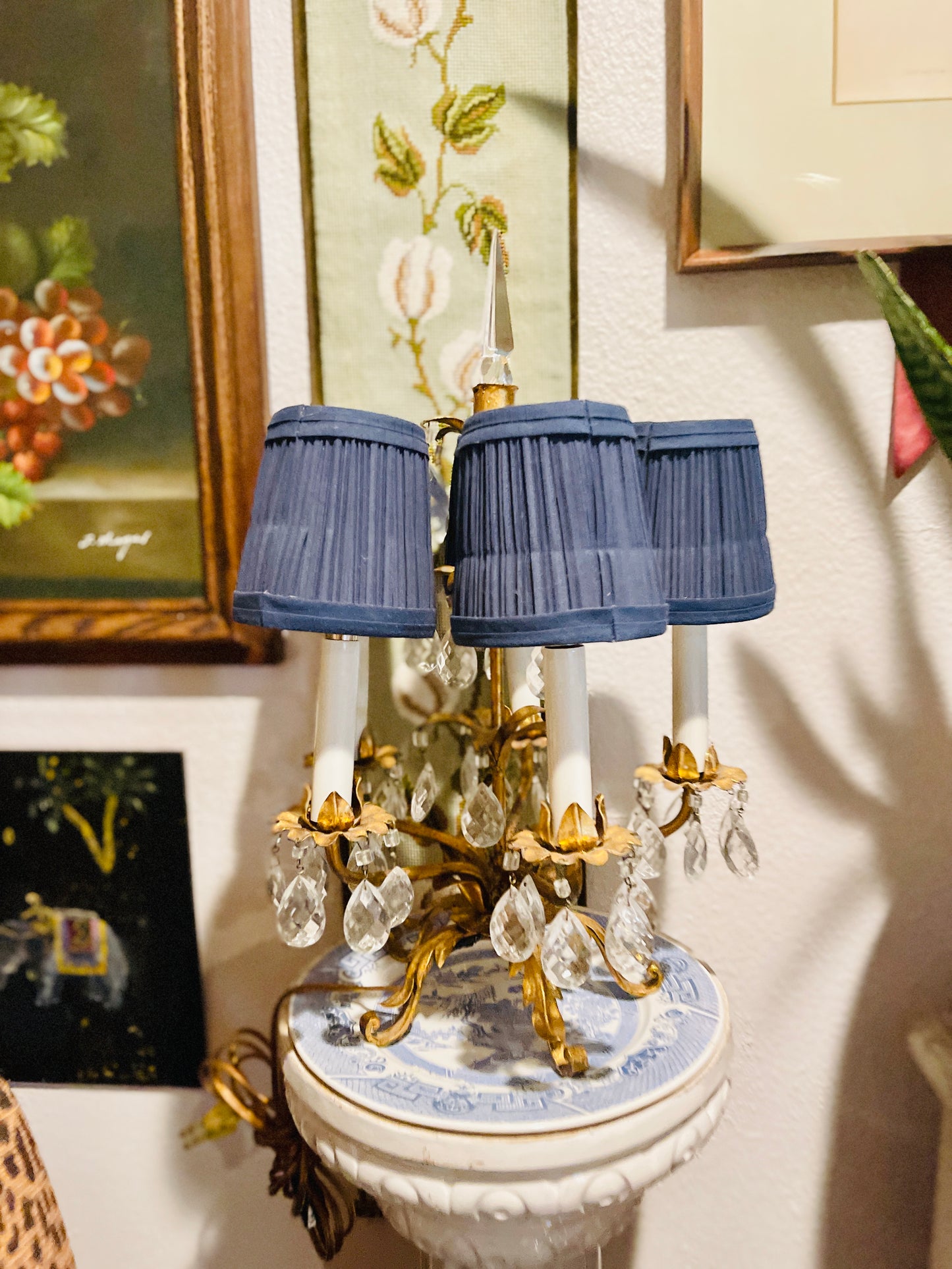 Italian Gilt Tole Table Lamp, Vintage, Five Light, vintage Gilt Lamp