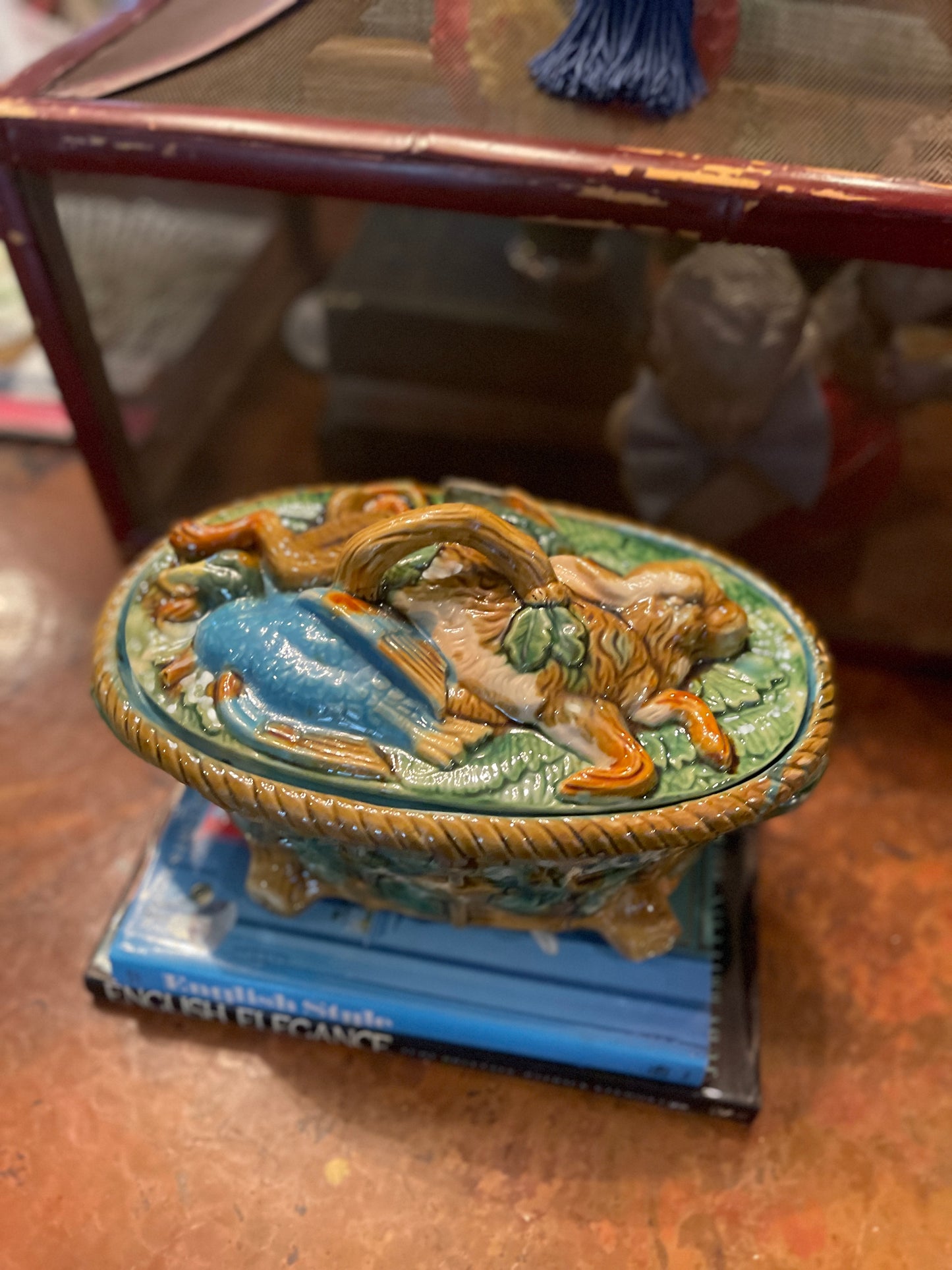Majolica Style Hunt Tureen, Vintage