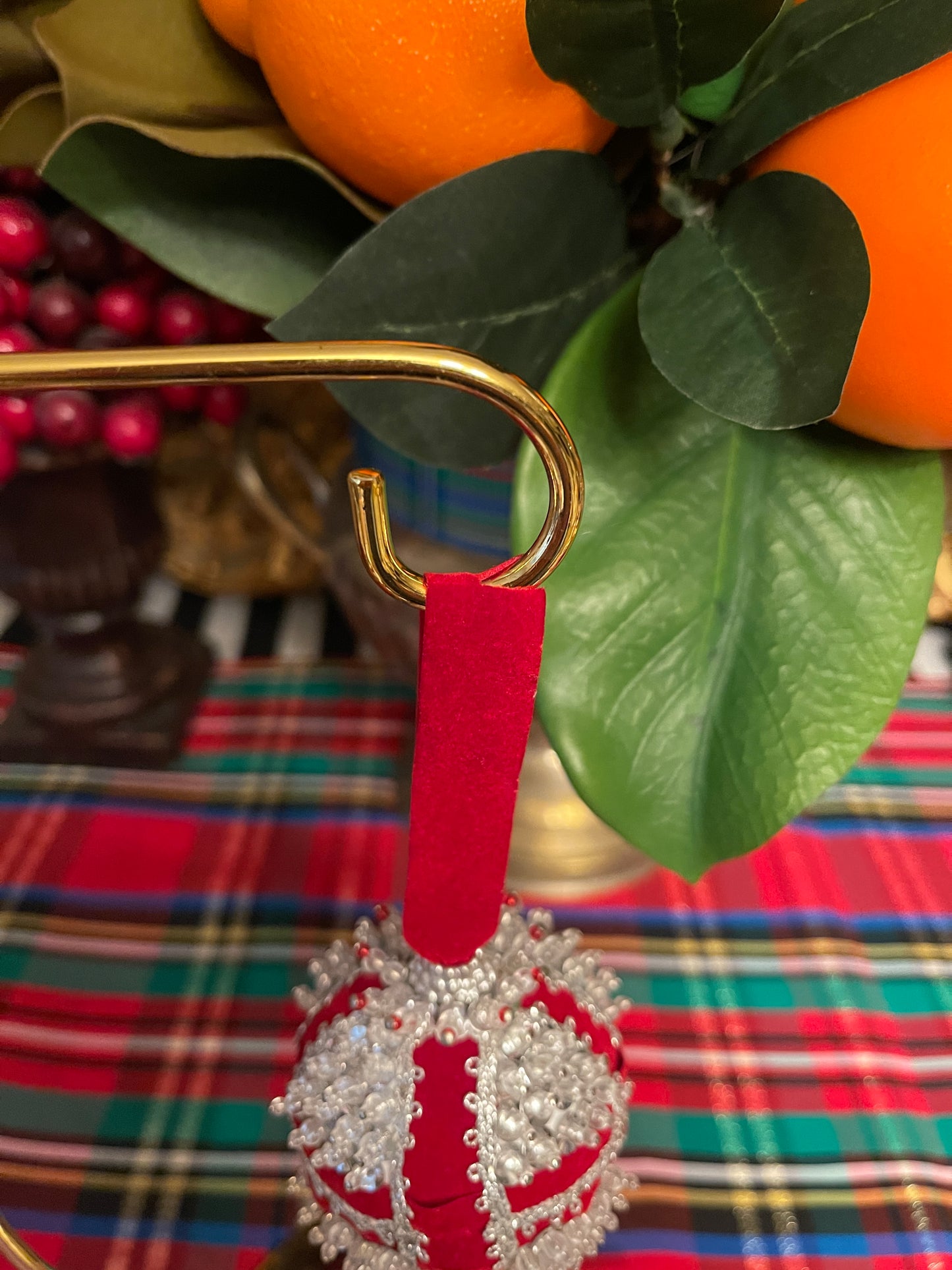 Vintage Red and Silver Push Pin Ornament, Beautifully Detailed, So Royal