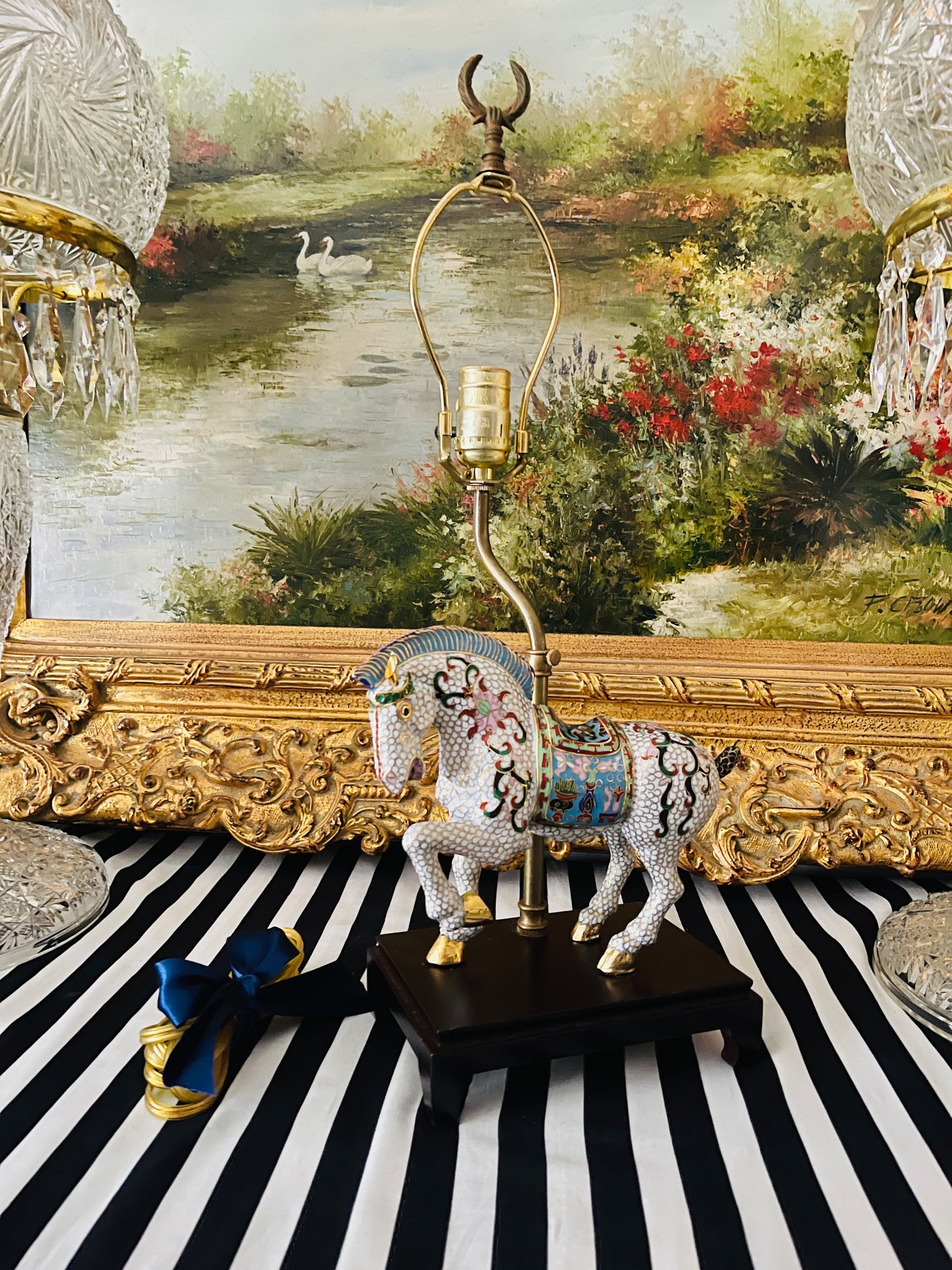 Cloisonné Horse Table Lamp