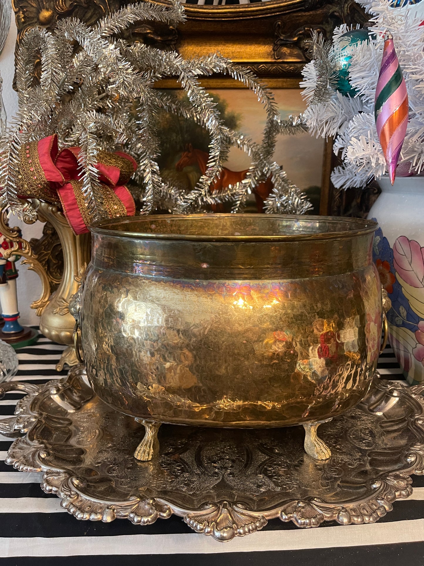 Brass Empire Vessel with Lions Heads and Paw Feet