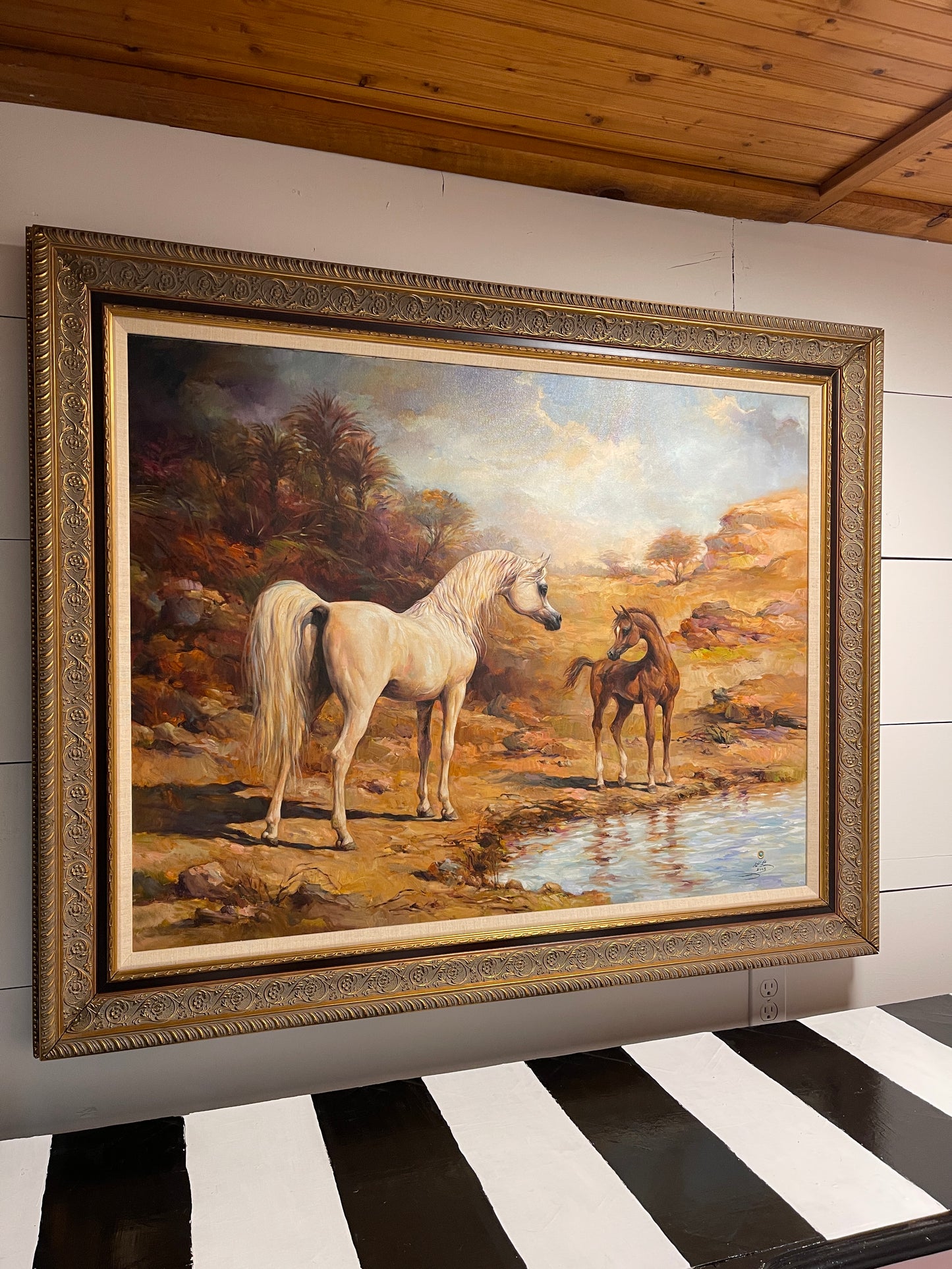 Arabian Horse Painting by Noted Artist Ali Al Mimar, Estate Art