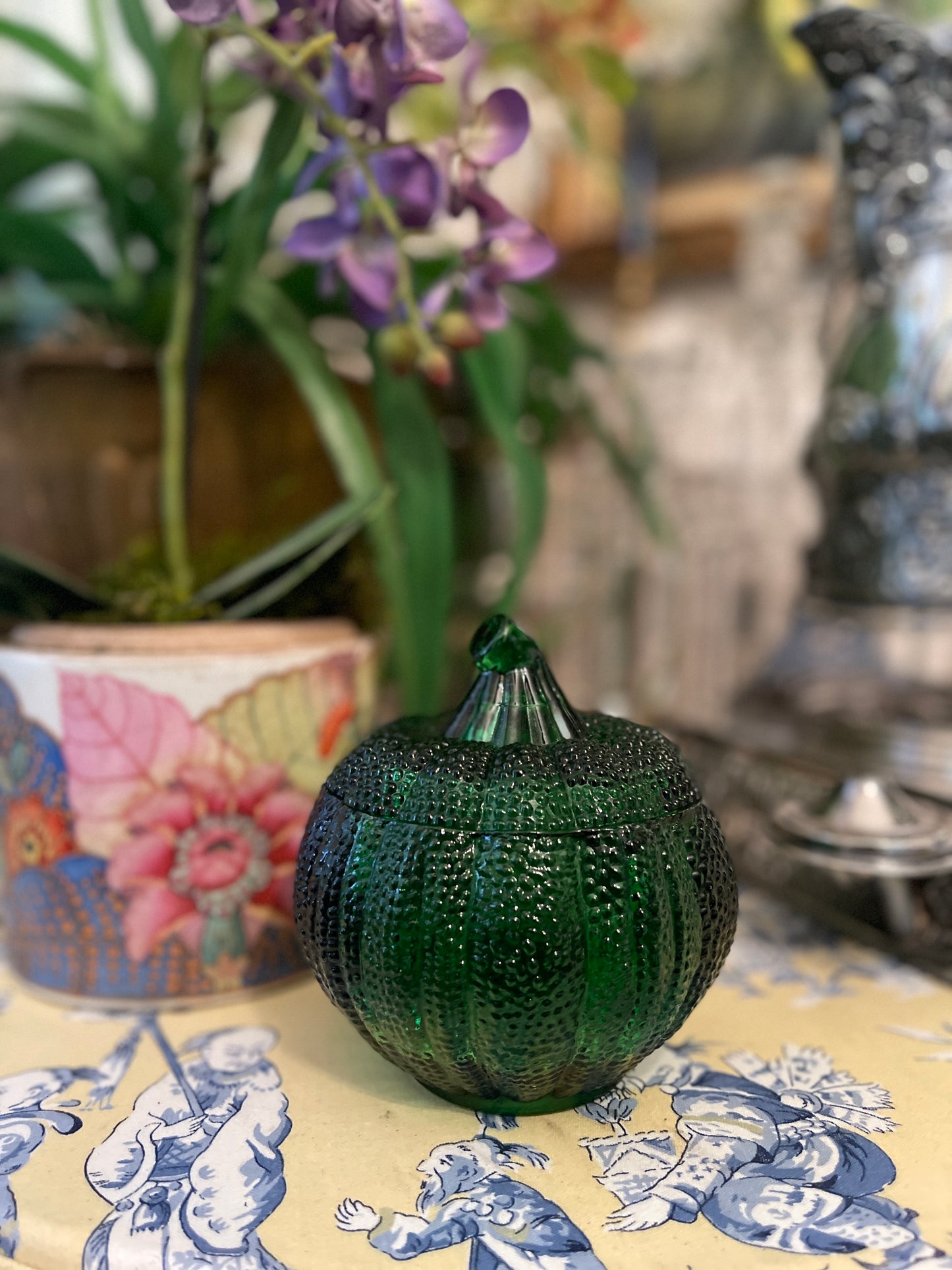 Green Pumpkin Lidded Dish