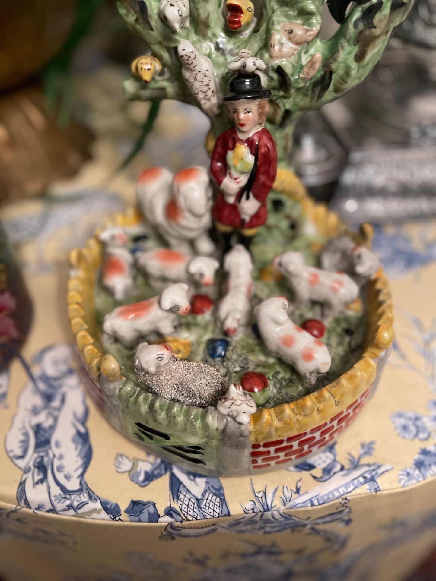 Staffordshire Style Shepherd with Herd Spill Vase