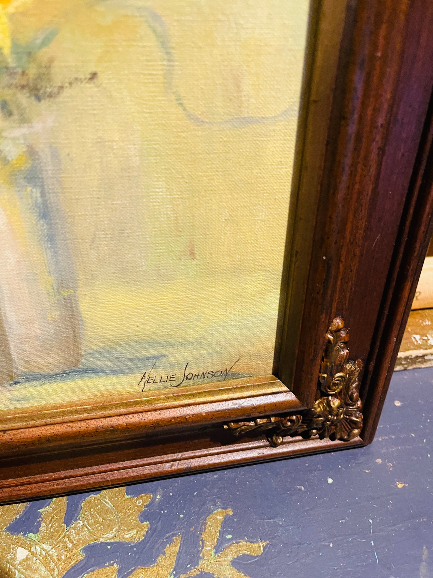 Vased Daffodils Original Painting, Acrylic on Board, Framed, Artist Signed