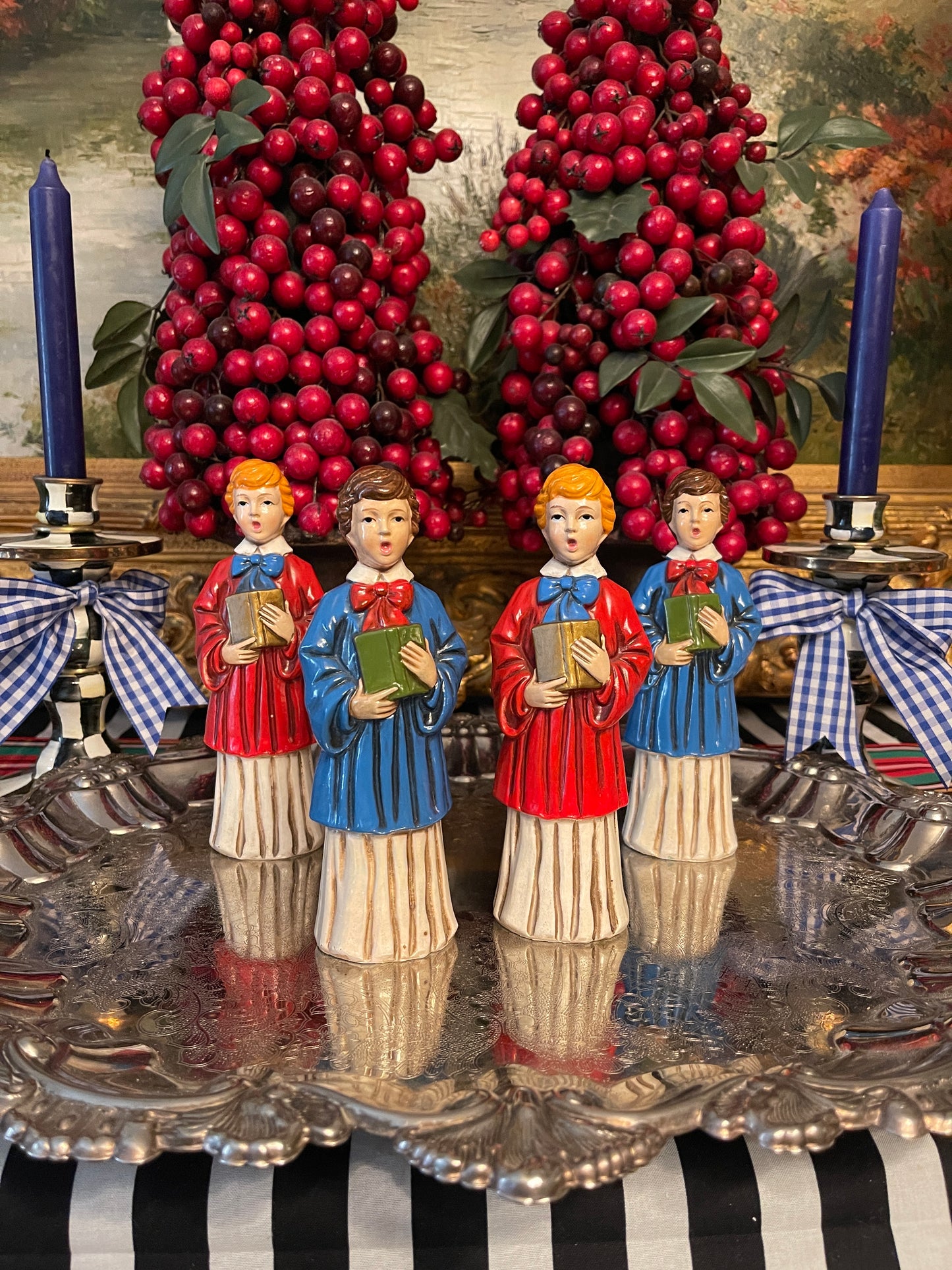 Vintage Paper Mache Choir Boys/Carolers, Sold in Pairs, Vintage Christmas Decor, Made in Japan