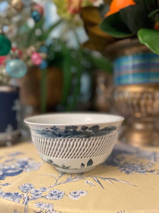 Vintage Blue and White Imari Bowl