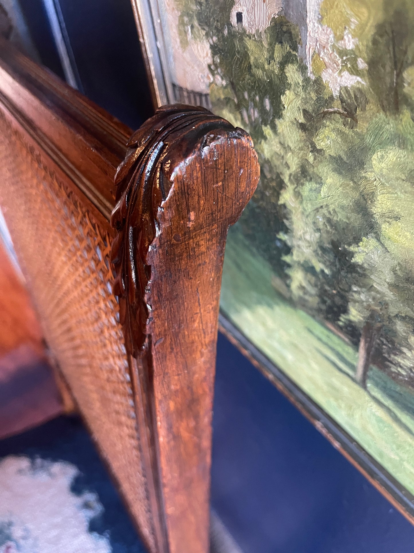 Antique French Needlepoint & Cane Chair — Louis XVI Style, Handcrafted Elegance - PICK UP ONLY