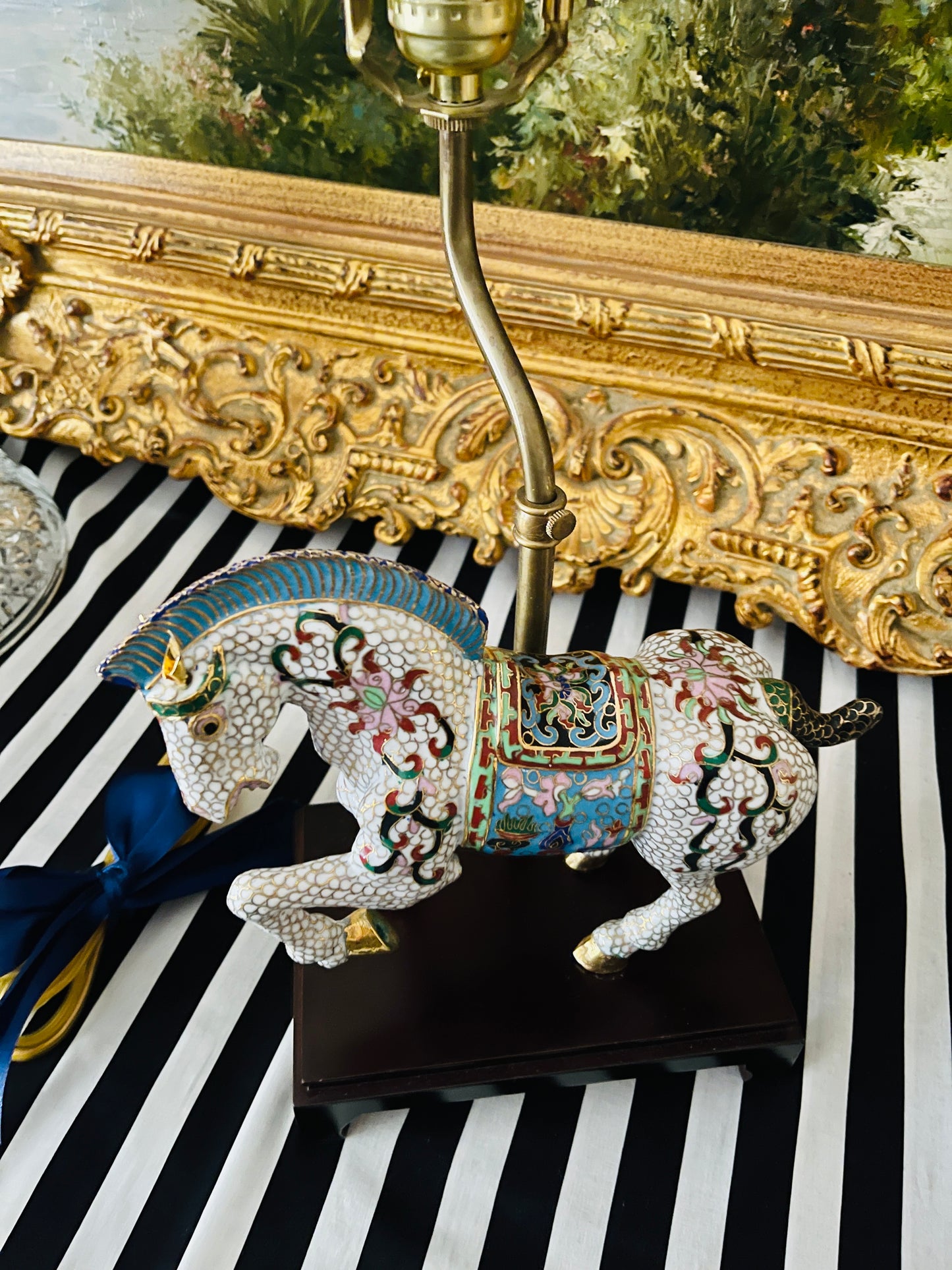 Cloisonné Horse Table Lamp